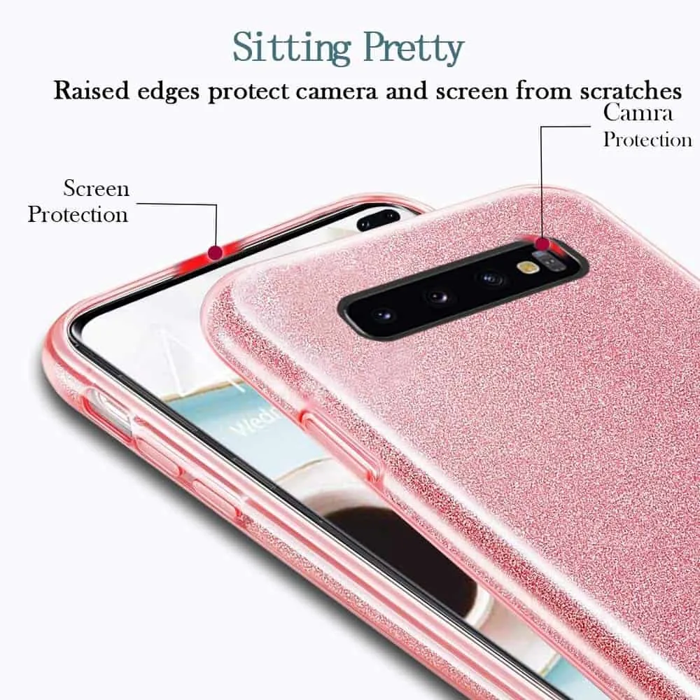 Capa Samsung Galaxy S10 Purpurina Brilhante - Dourado Rosa - Image 4
