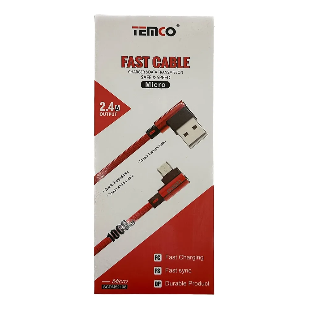 Cabo Micro USB para USB Fast Charging 2.4A - Temco