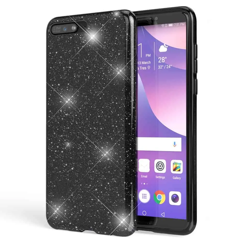 Capa Huawei P Smart Purpurina Brilhante - Preto