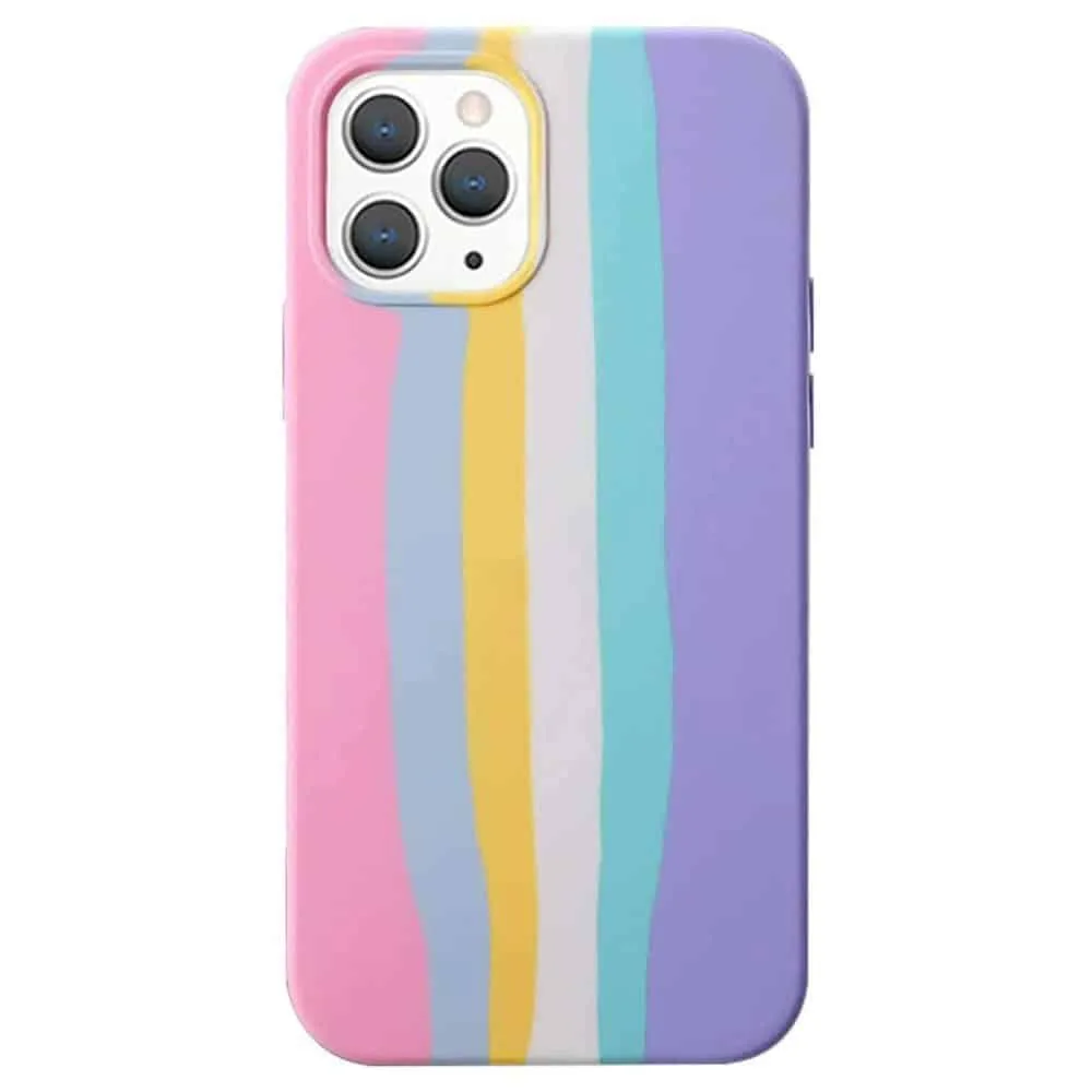 Capa iPhone 7 | iPhone 8 Silicone Liquido Arco-Iris Rosa