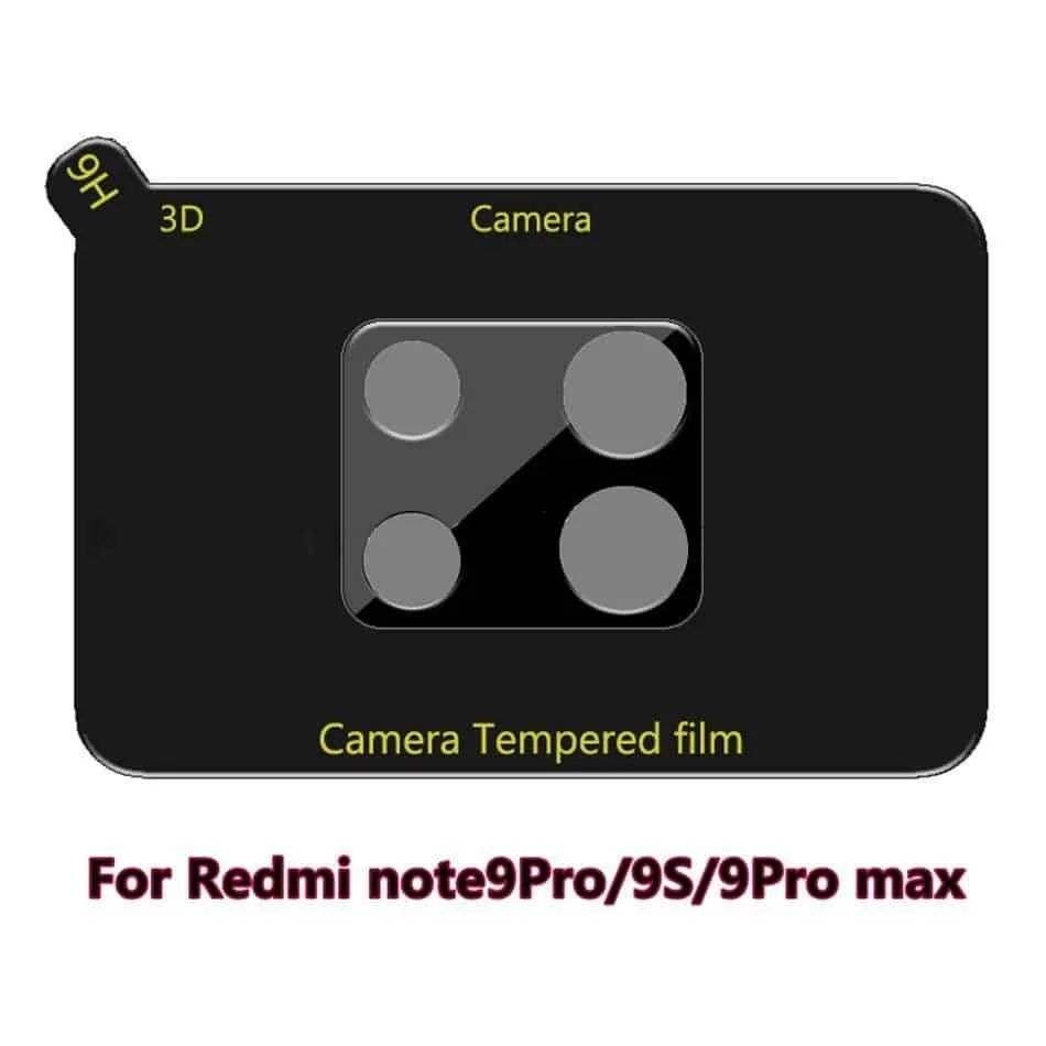 Pelicula de Vidro Temperado Camera Traseira Xiaomi Redmi Note 9S | 9 Pro - Premium Preto