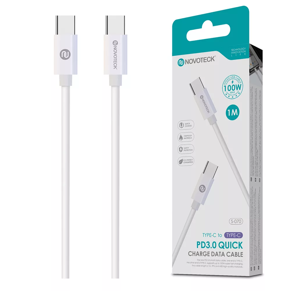 Cabo USB-C para USB-C PD 3.0 Quick 100W Novoteck